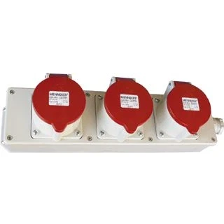 Afbeelding van Industriële multiverdeeldoos 3 voudig, 32A 400V, 5 polig (IP44)