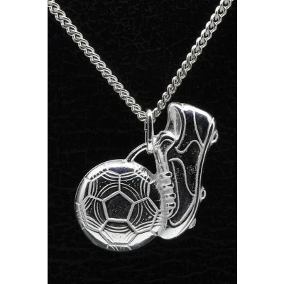 Afbeelding van Zilveren Voetbalschoen ketting hanger groot met bal