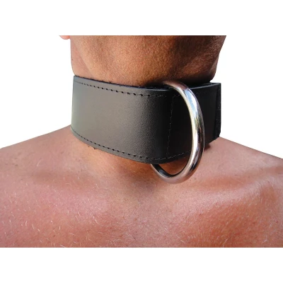 Afbeelding van Brede leren collar met klittenband sluiting