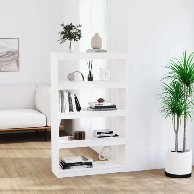Afbeelding van Boekenkast/kamerscherm 80x30x135,5 cm massief grenenhout wit