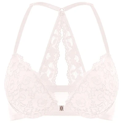 Afbeelding van DOBREVA Dames Voorsluiting Top Push Up Beha Met Beugel En Inzetstukken Roze Wit 90C