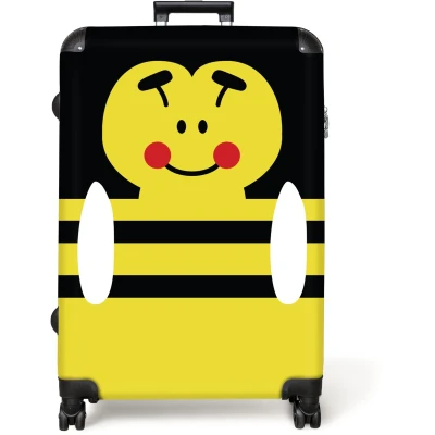 Afbeelding van NoBoringSuitcases.com® Koffer groot Reiskoffer lichtgewicht Dierenportret bij geel Rolkoffer met 4 wielen Grote trolley XL 98 liter bagage