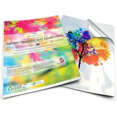 Afbeelding van Evergreen Goods 10 vellen A4 glanzend zilver afdrukbare sticker vinyl Waterdichte inkjet en laserafdrukken Zelfklevend kleverig achterlabel