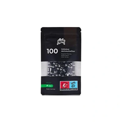 Afbeelding van KAiLAR 100 Black cellulose actieve koolstoffilters Slim (5,9 mm) met veganistische kool uit kokosnootschillen, voor een minder schadelijke en zachte rookervaring