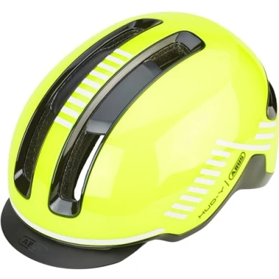 Afbeelding van ABUS Urban helm HUD Y magnetisch, oplaadbaar LED achterlicht &amp; magneetsluiting coole fietshelm voor dagelijks gebruik mannen en vrouwen geel, maat S