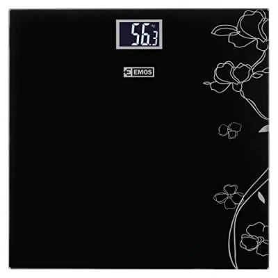 Afbeelding van EMOS digitale personenweegschaal, weegschaal, gewichtsweegschaal, lichaamsweegschaal, weegschaal van veiligheidsglas, draagkracht 0 180 kg, lcd display, auto aan/uit, batterijen meegeleverd