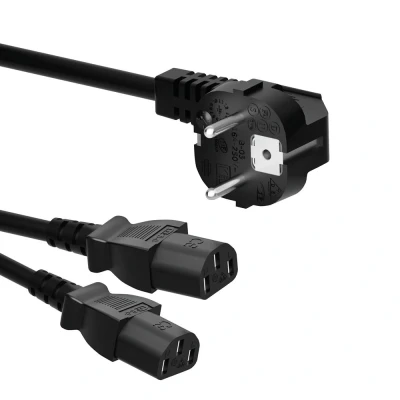 Afbeelding van Allteq Schuko naar 2x C13 apparaatsnoer 0.5 meter Zwart