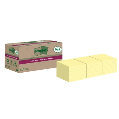Afbeelding van Memoblok 3M Post it 654 RSS12CY 76mmX76mm geel 14+4 gratis