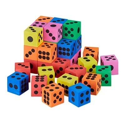 Afbeelding van Relaxdays Foam dobbelstenen set van 36 gekleurd schuimdobbelstenen soft