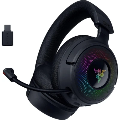 Afbeelding van Razer Kraken V4 Draadloze Gaming Headset (3 Modes Connectiviteit, TriForce 40mm Drivers, 9 Zone RGB Earcup Verlichting, Mix &amp; Volume aanpassingen, THX Spatial Audio) Zwart