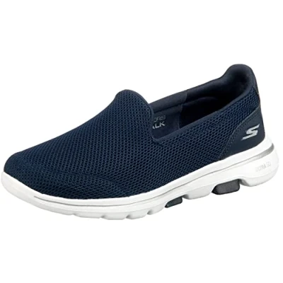 Afbeelding van Skechers GO WALK 5 dames sneaker Low Top Trainer, Blauw textiel Trim Nvw, 38 EU