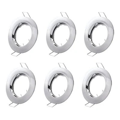Afbeelding van Hsthe Sea Set van 6 inbouwlampen, plafondmontageframe, inbouwspots, montageframes in aluminium (LED/halogeen/GU10/MR16/PAR16/50 mm) zilver