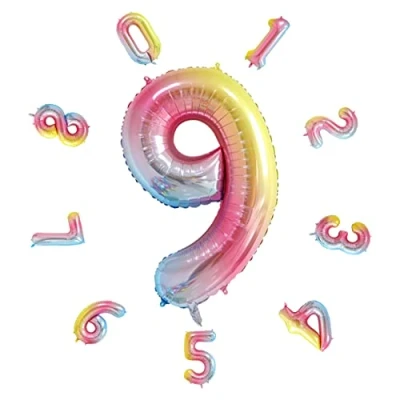 Afbeelding van Digitale Ballon 101 CM, Helium Nummer Verjaardagsballonnen, Gigantische Folieballon, Folieballon voor Verjaardagsfeest, Nieuwjaarsdecoratie, Verjaardagsdecoratie, Bedrijfsviering (Regenboog #9)