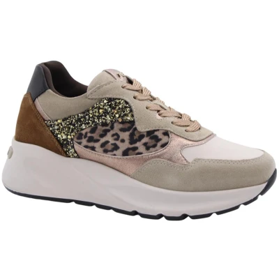 Afbeelding van Nero Giardini I514060D damessneakers van suède, leer en technisch materiaal, Zand, 37 EU