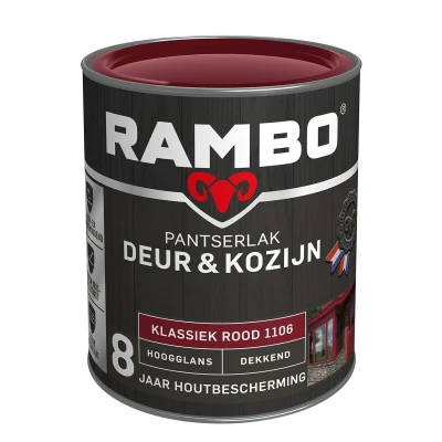 Afbeelding van Rambo Pantserlak Deur &amp; Kozijn Dekkend Hoogglans Klassiekrood 1106