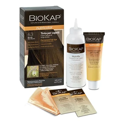 Afbeelding van BIO KAP Nutricolor Haarverf zonder ammoniak, haarkleuring, verzorgt, kleurt en gerepareerd, 6.3 donkergoudblond, 140 ml