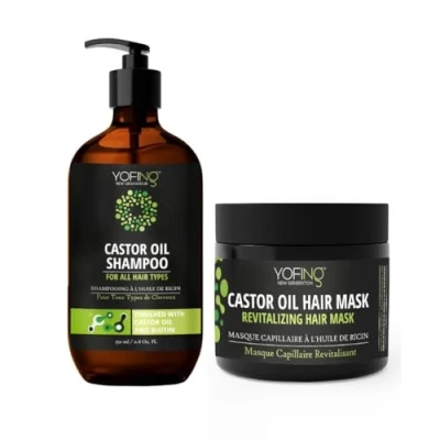Afbeelding van Castorolie Shampoo &amp; Haarmasker Set Met Ricinusolie En Arganolie Pure Dode Zee Mineralen Voorkomen Haaruitval Versnellen Haar groei Voor Vrouwen