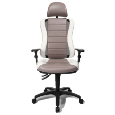 Afbeelding van Bureaustoel Verstelbare Armleuning Stof Grijs/Wit Ergonomisch