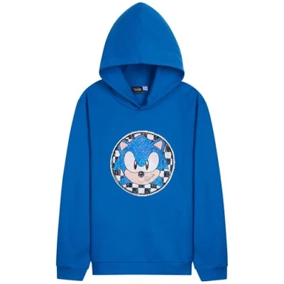 Afbeelding van SONIC THE HEDGEHOG Shadow Knuckles Tails Jongenspullover met capuchon, behaaglijk en stijlvol, voor jongens, Blauwe pailletten, 9 10 Jaar