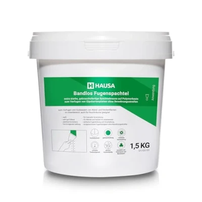 Afbeelding van HAUSA Kant en klare spatel reparatie massa 1,5 kg extra sterk gips vult scheuren plamuurmes fijne glad oppervlak