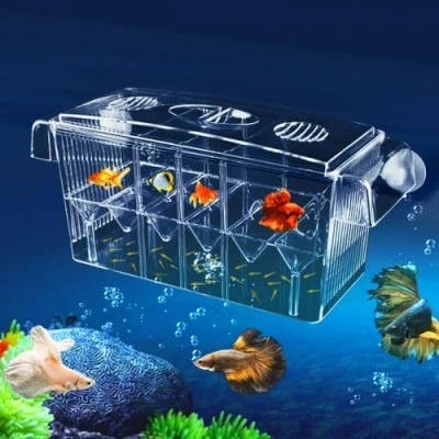 Afbeelding van Vis kweekdoos grote capaciteit Solation Broederij Doos Plastic Visbroederij Isolatie Drijvende Transparen Baby Visbescherming Aquarium Incubator met zuignappen, 27 x 11,5 cm