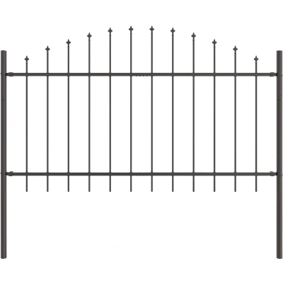 Afbeelding van vidaXL Hekpaneel met Spike Boog Grijs Staal Hoogte 75 100 cm, Lengte 1.7 m
