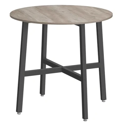 Afbeelding van VASAGLE kleine eettafel, ronde keukentafel, voor woonkamer, kantoor, 80 cm d, 75 H, industrieel ontwerp, grijs gevlekt inktzwart KDT080G01