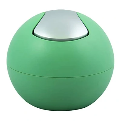 Afbeelding van Spirella Cosmetica emmer 1 liter afvalemmer swingdeksel tafelafvalemmer bowl groen mat