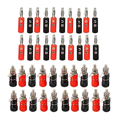 Afbeelding van JZK 20 stuks banaanstekker 4 mm + luidspreker bindende paal terminal, banaan plug socket connector kit voor luidspreker, audio/video ontvanger, versterkers systemen