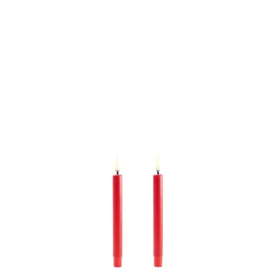 Afbeelding van Uyuni LED Kleine TafelKaars Rood Smooth, Set van 2, 1,3x13,8cm