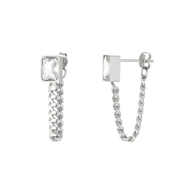 Afbeelding van Earrings with chain and zircon Yehwang Oorbellen One size Zilver