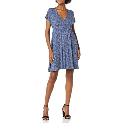 Afbeelding van Amazon Essentials Surplice jurk voor dames (verkrijgbaar in grote maten), marine dierenprint, L