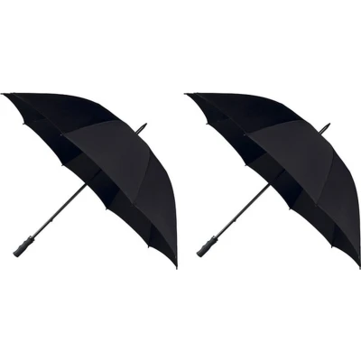 Afbeelding van 2x Stormparaplu zwart 130 cm Paraplu&quot;;s