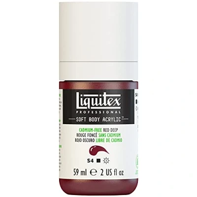 Afbeelding van Liquitex 1959895 Professional Acrylfarbe Soft Body Künstlerfarbe in cremiger deckender Konsistenz, hohe Pigmentierung, lichtecht &amp; alterungsbeständig, 59ml Flasche Kadmiumfrei Rot Dunkel