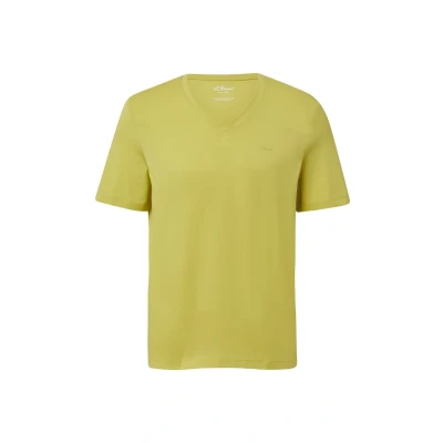 Afbeelding van s.Oliver MIT V Ausschnitt UND LOGO Tshirt basic, Heren, Maat: 3XL, Limettengrün