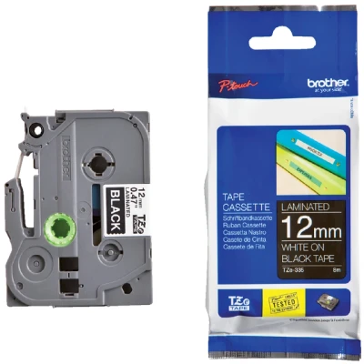 Afbeelding van Brother TZe 335 Tape Wit op zwart (12 mm)