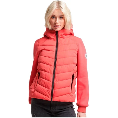 Afbeelding van Superdry Hooded Storm Hybrid Padded Winterjas, Dames, Maat: 34, Active pink