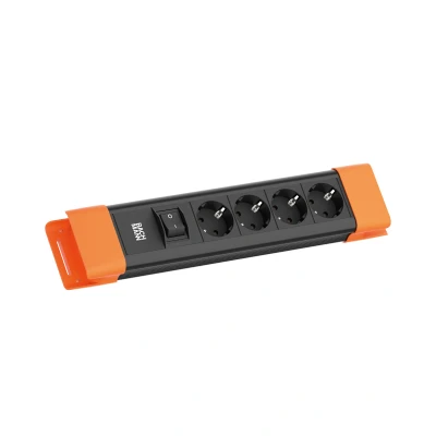 Afbeelding van BACHMANN CONNECTUS 4xCEE7/3, 1xSchalter 2,0m CEE7/7 Schwarz/Orange