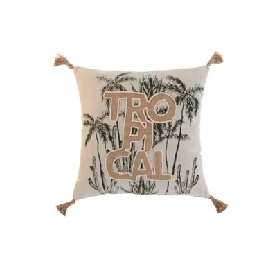 Afbeelding van Kussen Home ESPRIT Beige Natuurlijk Tropisch Boho 45 x 5 cm