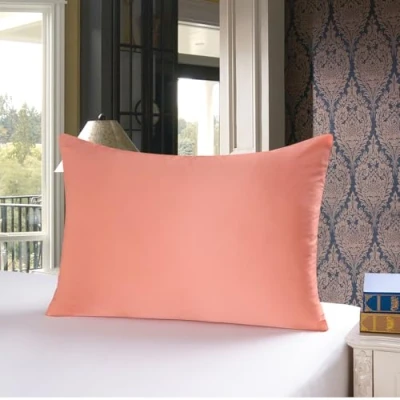 Afbeelding van townssilk Kussensloop 100% pure moerbeizijde, 19 momme, dubbelzijdig, ter bescherming van haar en huid, verborgen ritssluiting, draaddichtheid 600, 1 stuk, 50 x 60 cm, koraal