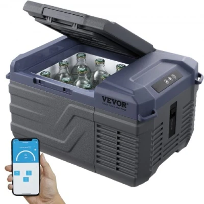 Afbeelding van VEVOR NL9 12 Volt auto koelkast koelkast, 9 liter (10 qt) enkele zone draagbare vriezer, 4 F 46 instelbaar bereik, 12/24V DC en 100 240V AC compressorkoeler voor buiten, camping, camper,