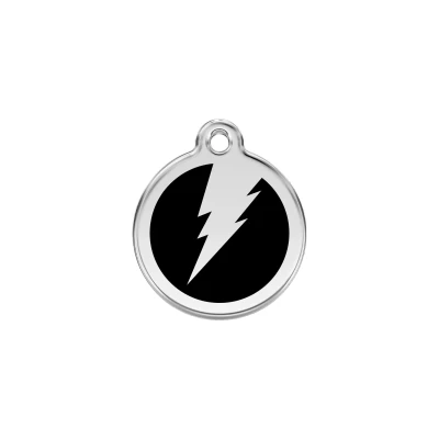 Afbeelding van Flash Black roestvrijstalen hondenpenning small/klein dia. 2 cm RedDingo