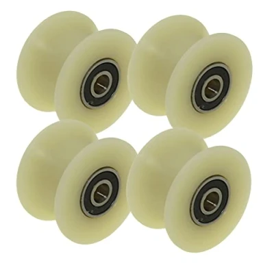 Afbeelding van Verpakking van 4 x 50 mm gefreesde Nylon Pulleys Sheaves Wielen met 25 Groove Gemaakt in de EU