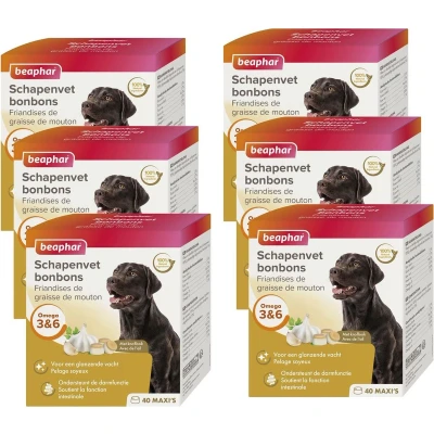 Afbeelding van 6x Beaphar Schapenvet Hond Knoflook Bonbons 245 gr