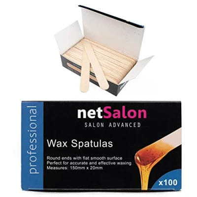 Afbeelding van netSalon Premium Salon Quality Disposable Large Wooden Spatulas Sticks for Waxing, Pack of 100 in Box, Hygienic and Suitable Wax Use