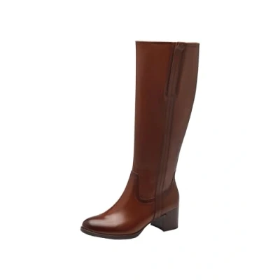 Afbeelding van Tamaris Comfort Hoge dameslaarzen met hak en ritssluiting, elegant, cognac, 36 EU