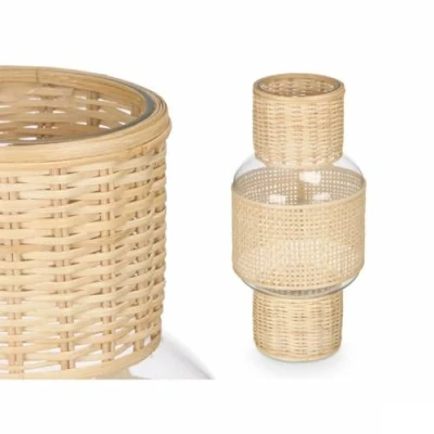 Afbeelding van Kaarshouder GiftDecor SG 29652 Transparant Natuurlijk Glas Rotan 18 x 38 cm (4 Stuks)