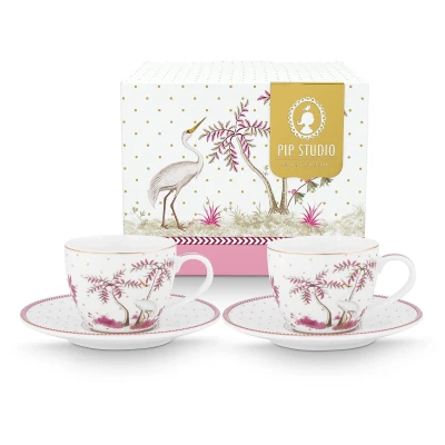 Afbeelding van Pip Studio kopje met schotel Jolie (120 ml) (set van 2)
