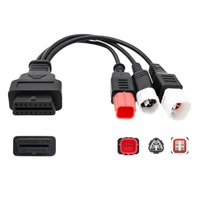 Afbeelding van Vegena OBD2 diagnosekabel, 3 pin + 4 6 A OBD 16 pins, aansluitadapter van sigarettenaansteker bus, praktische verbindingskabel diagnose diagnosegereedschap het systeem