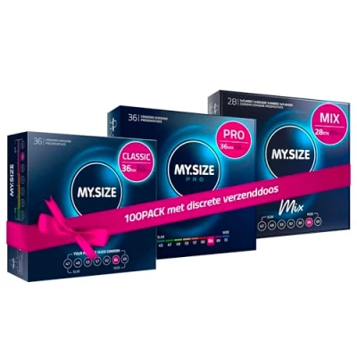Afbeelding van MY.SIZE 100 Condooms 64 mm Megaset Classic+Mix+Pro I Maat 1 stuks voordeelverpakking Extra dun Premium condoom Zeer gevoelig Dunne wand Vegan voor mannen